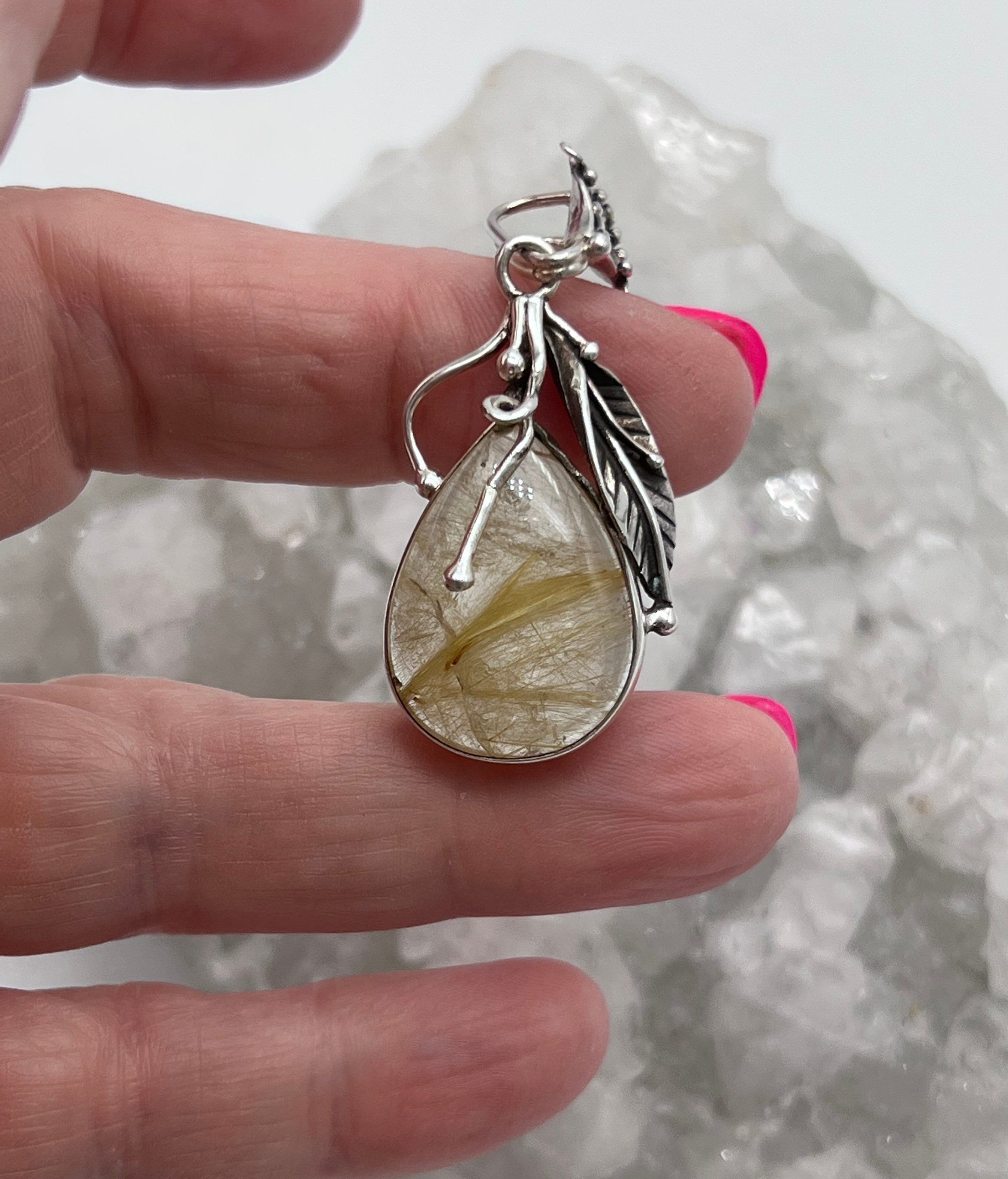 Abstract Rutilated Quartz Pendant