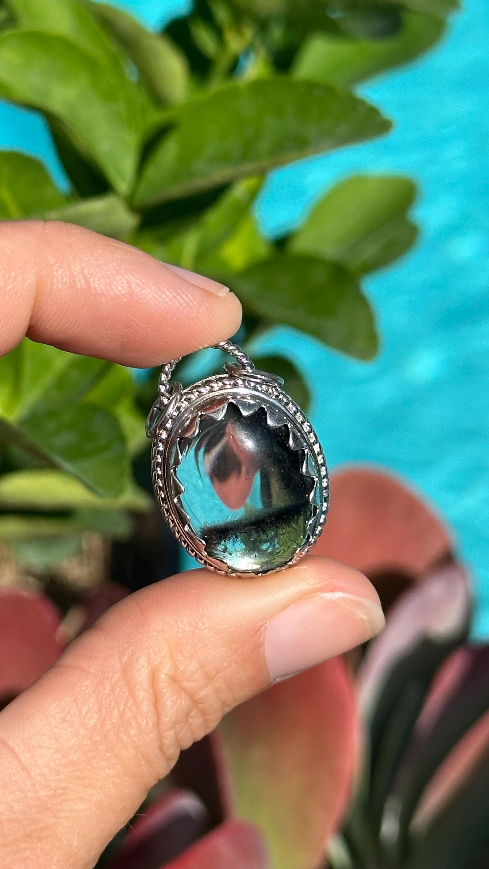 Black Rutile Quartz Phantom Pendant – Unique & One-of-a-kind