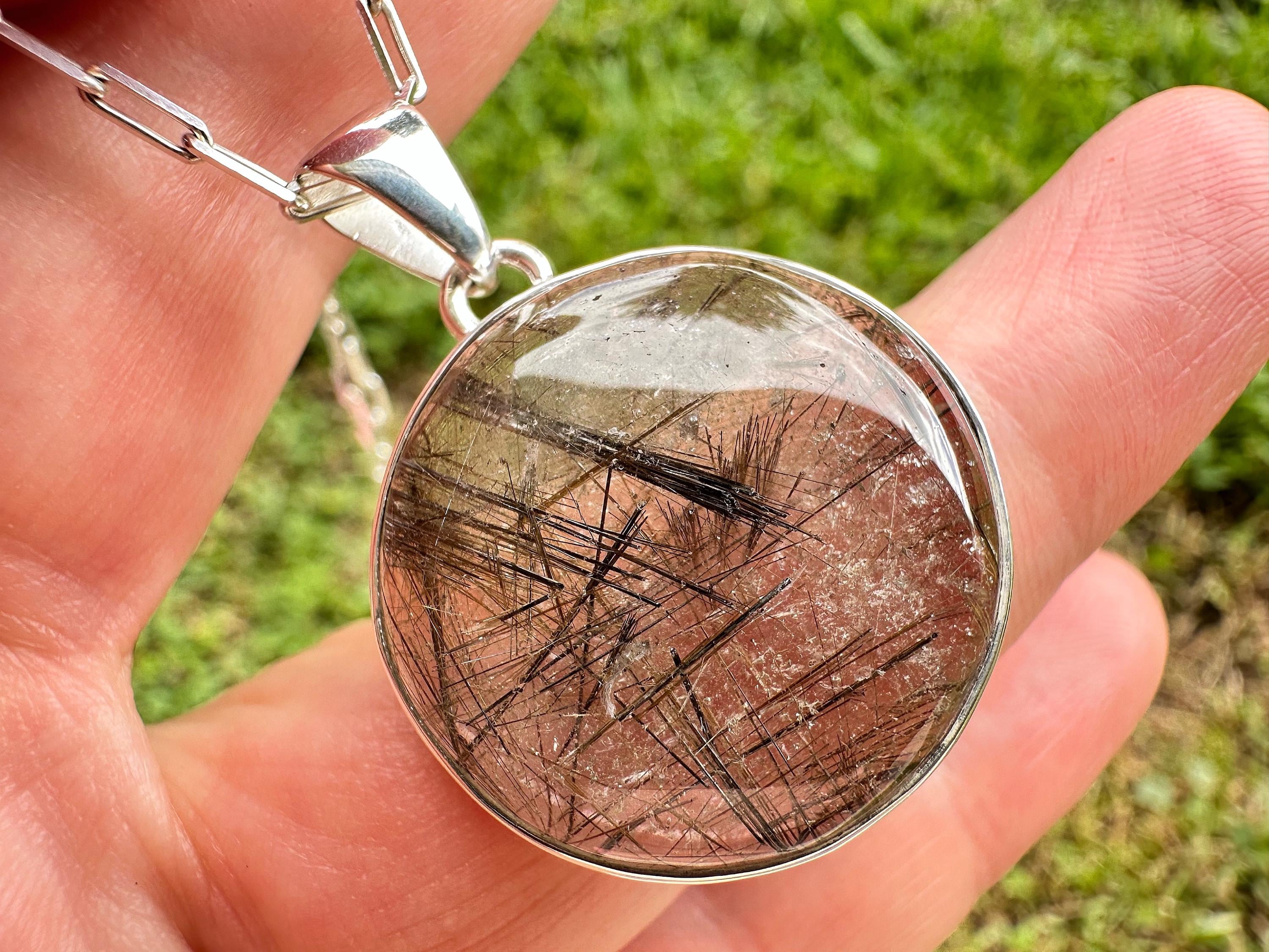 Bronze Rutilated Quartz Pendant In 925 Sterling Silver, Round Gemstone Pendant 1.33