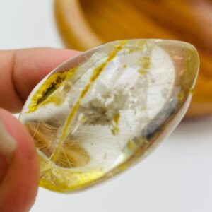 Clear Rutilated Quartz Pendant: Gold Inclusions, Polished Crystal (31.7G)