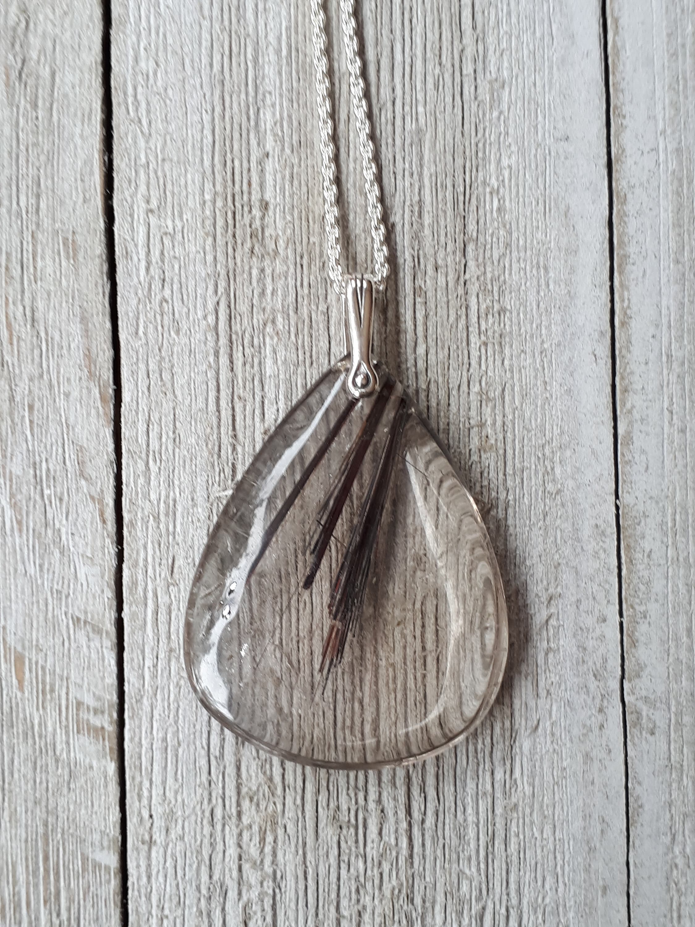 Dramatic Copper Rutilated Quartz Pendant - Sterling Silver - Choice Of Chain