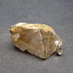 Fine Rutilated Quartz Crystal Silver Pendant From Brazil - 1.4" - 9.5 Grams