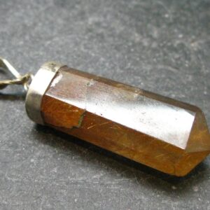 Fine Rutilated Quartz Crystal Silver Pendant From Brazil - 1.7" - 6.22 Grams