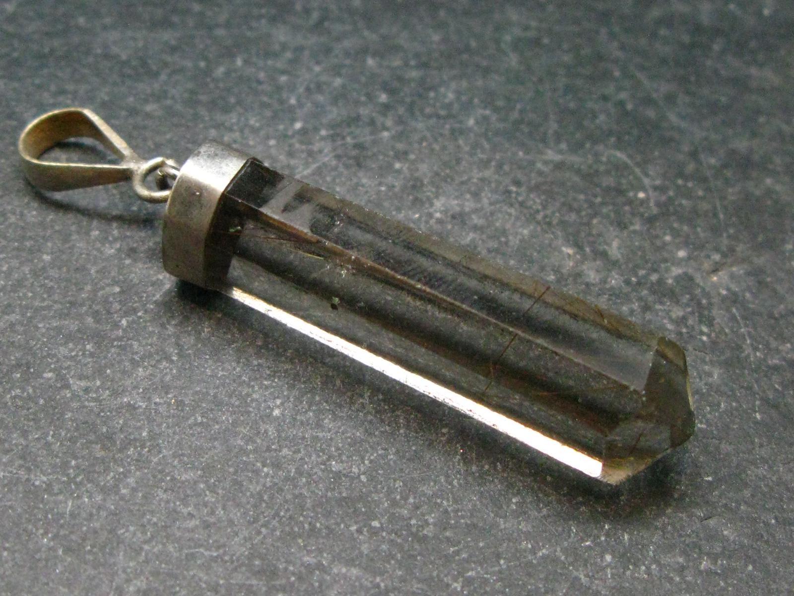 Fine Rutilated Quartz Crystal Silver Pendant From Brazil - 2.0" - 6.64 Grams
