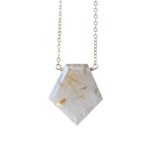 Golden Rutilated Quartz Necklace, Crystal Pendant Necklace, Golden Healer Quartz, Necklaces For Women, Gift For Women