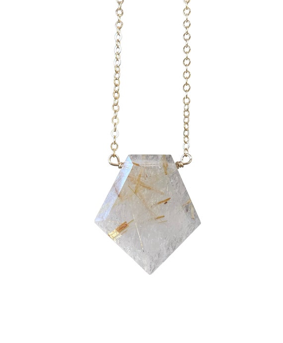 Golden Rutilated Quartz Necklace, Crystal Pendant Necklace, Golden Healer Quartz, Necklaces For Women, Gift For Women