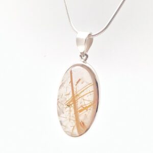 Golden Rutile Quartz 925 Sterling Silver Pendant