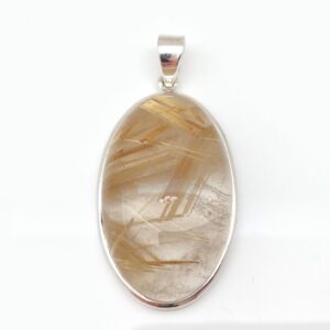 Golden Rutile Quartz 925 Sterling Silver Pendant