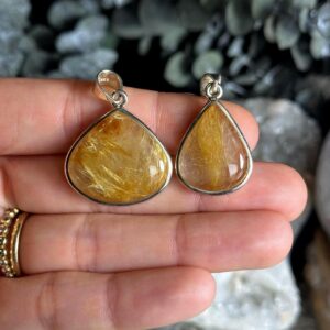 Golden Rutile Quartz Pendant: Sterling Silver Sunburst Necklace