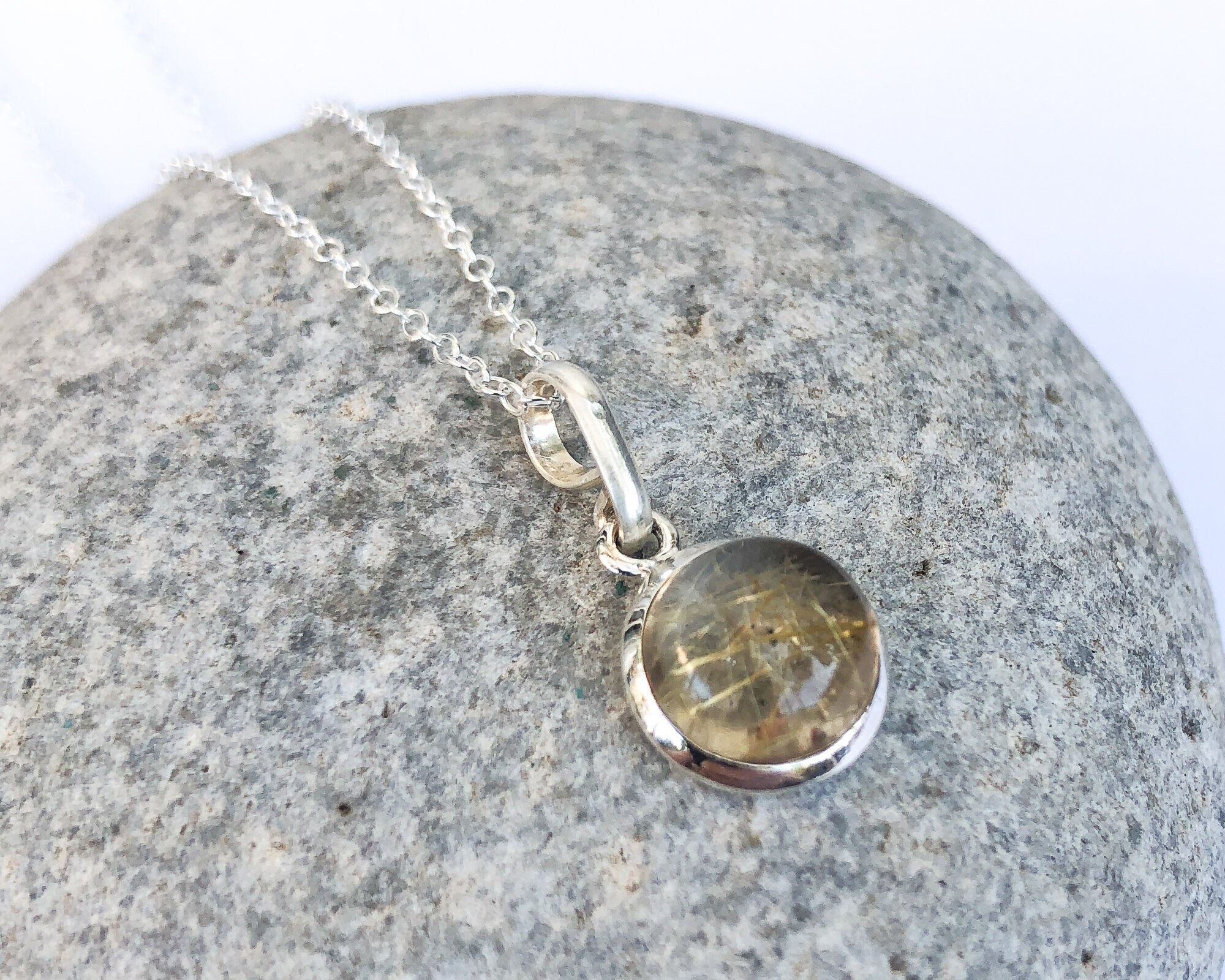 Golden Rutile Quartz Pendant, Tiny Round Shaped Golden Rutile Pendant, Thoughts Amplifier Crystal, Natural Rutile Quartz, 925 Silver Pendant Golden Rutile Quartz Pendant, Tiny Round Shaped Golden Rutile Pendant, Thoughts Amplifier Crystal, Natural Rutile Quartz, 925 Silver Pendant