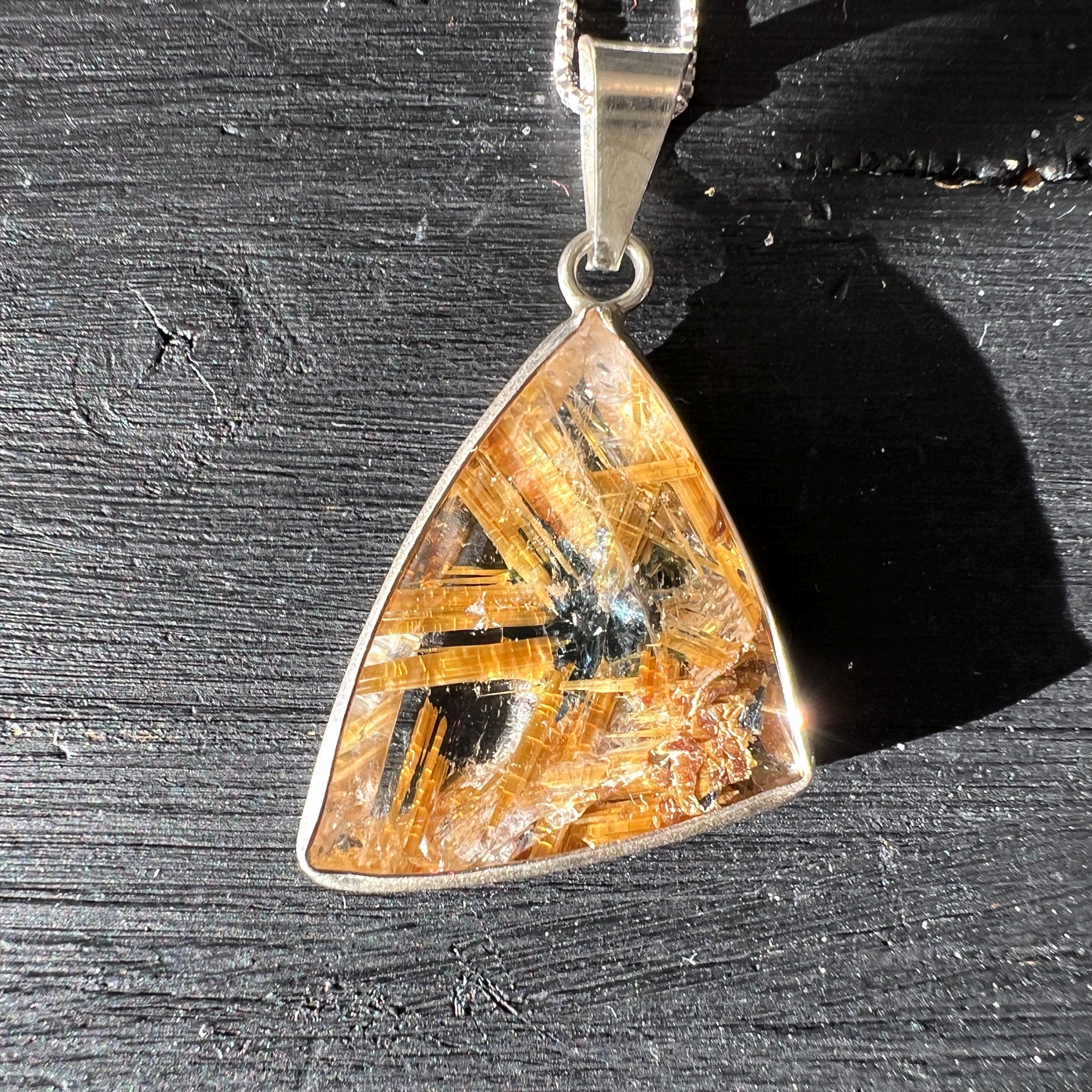 Golden Rutilated Quartz Pendant | Star Rutile Venus Hair | Spiritual Gift For Her