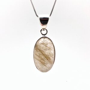 Rutilated Quartz Pendant //  Oval Rutilated Quartz Pendant // 925 Sterling Silver