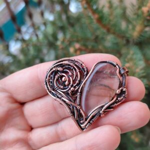 Rutile quartz pensant Heart pendant Wire wrapped Copper pendant Wire wrap necklace Wire wrapped jewelry handmade pendant Jewellery gift
