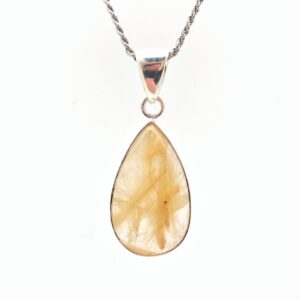 Rutilated Quartz Pendant //  Teardrop Rutilated Quartz Pendant // Sterling Silver Setting // Quartz Jewelry