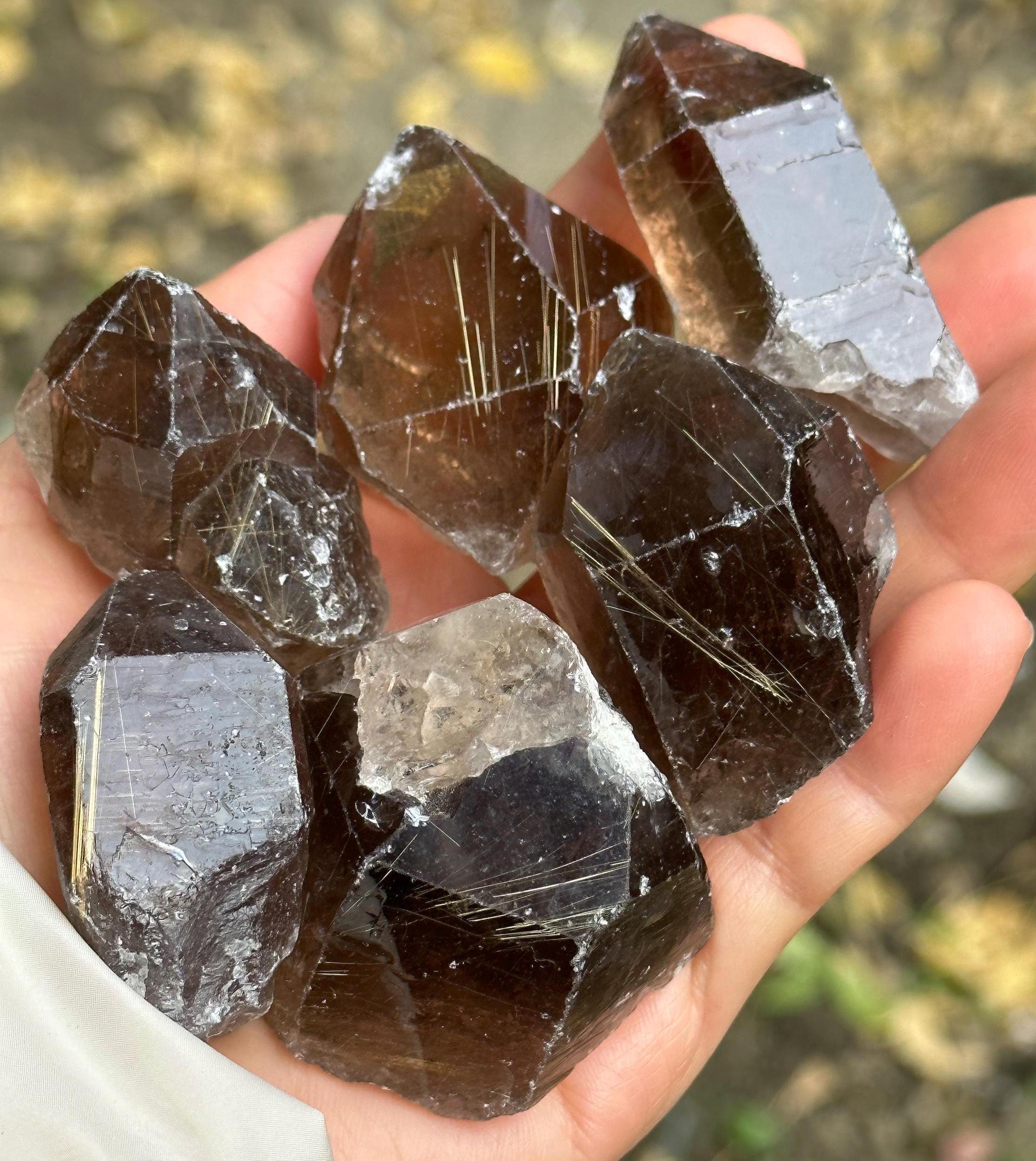 6 Pcs Golden Rutile Quartz Crystal Point/quartz Inclusion/reiki/healing Crystal/meditation/golden Needle Included -299 G