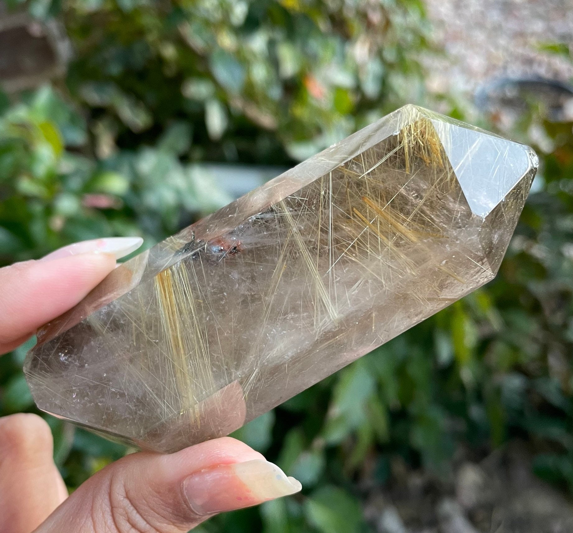 Rutilated Quartz Crystal Tower (158g): Golden Rutile Gemstone Point