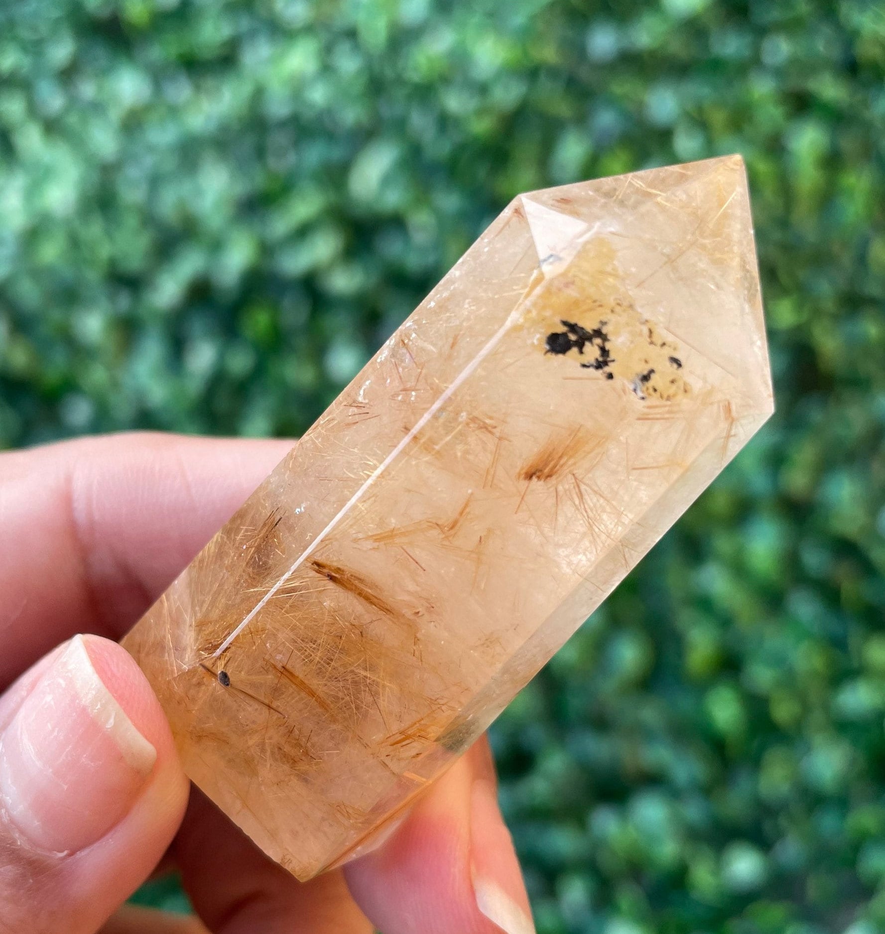 Rutilated Quartz Crystal Tower: Polished Gemstone Point 27.33g