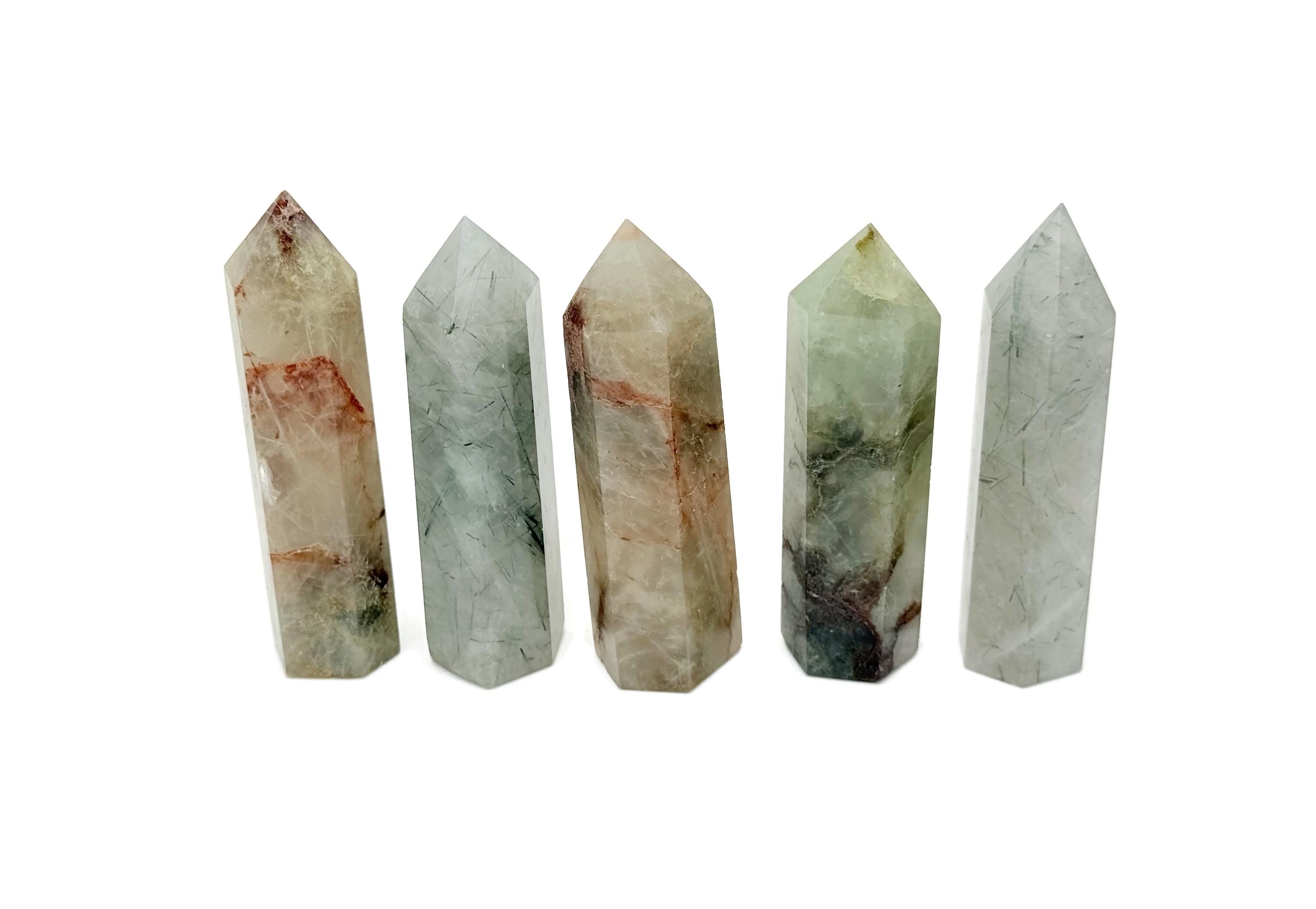 Green Rutilated Quartz Obelisk Tower Stone - Gemstone Tower - Meditation Gemstone - Crystal Gifts - Home Crystal Decor - Tw1147