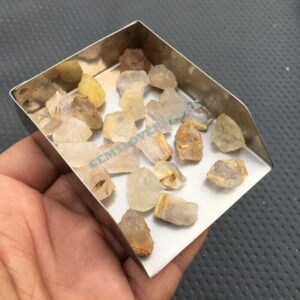10 Golden Rutile Quartz Rough Gemstone Chunks (12-14 MM)
