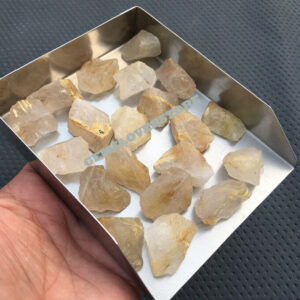 10 Hand Cut Rutile Quartz Rough Pieces: Natural Golden Gemstone (20-30 MM)
