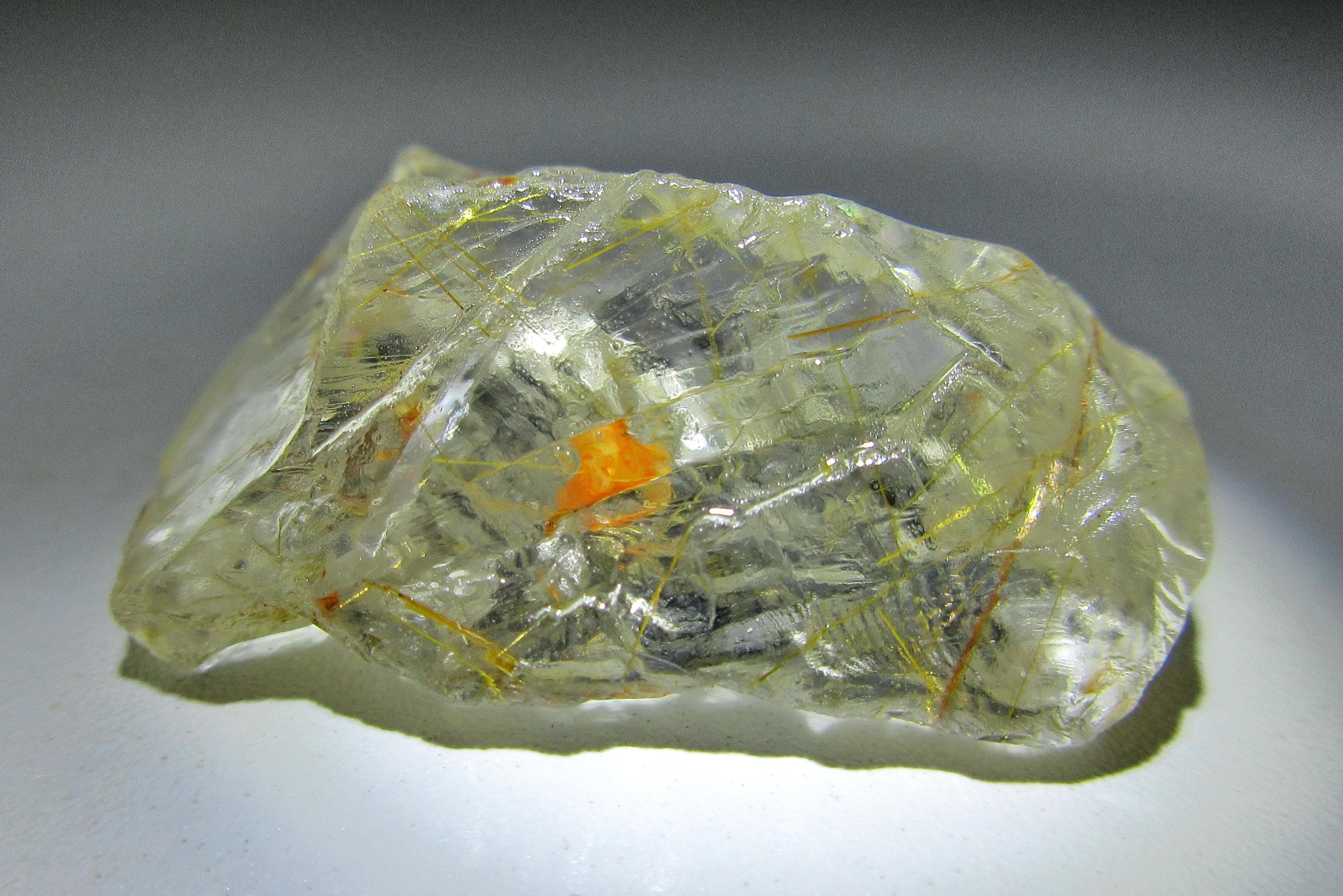 Golden Rutile Quartz Raw Crystal Piece. 53.10 Crts