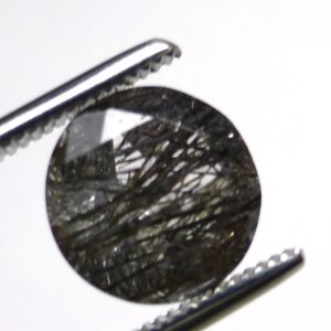 3.35 Carats Rutilated Quartz 10mm Loose Gemstone Brilliant Round Calibrated Engagement Ring Stone Black Strand Rutile Clear Crystal One