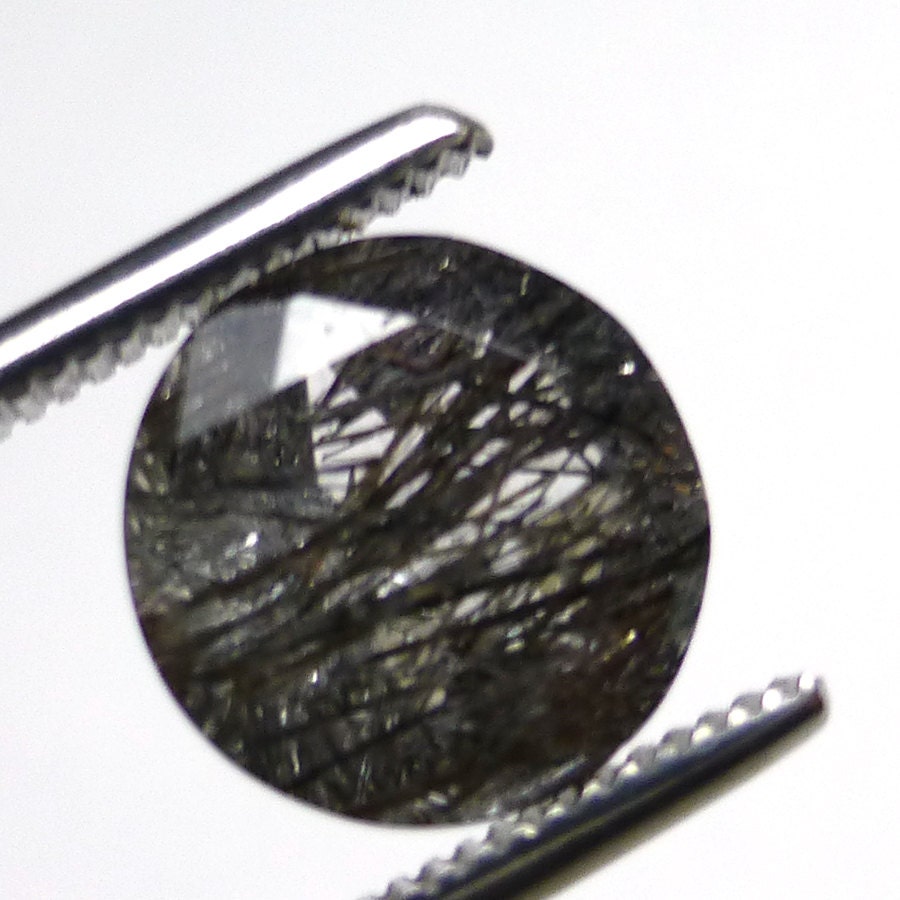3.35 Carats Rutilated Quartz 10mm Loose Gemstone Brilliant Round Calibrated Engagement Ring Stone Black Strand Rutile Clear Crystal One