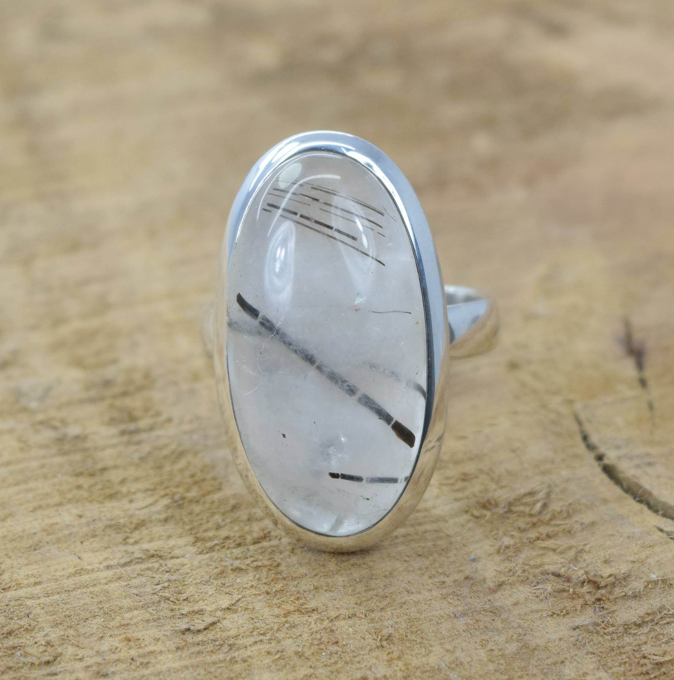 Black Rutile Quartz Ring: Oval Gemstone, 925 Sterling Silver, Handmade - Us Size 8 Black Rutile Quartz Ring: Oval Gemstone, 925 Sterling Silver, Handmade - Us Size 8