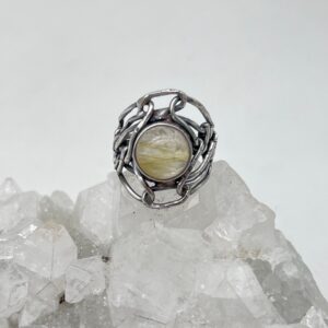 Golden Rutilated Quartz Ring, Size 5 1/2