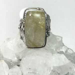 Golden Rutilated Quartz Ring, Size 8 1/2
