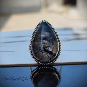 Handmade Rutilated Quartz Ring: 925 Sterling Silver Statement Jewelry