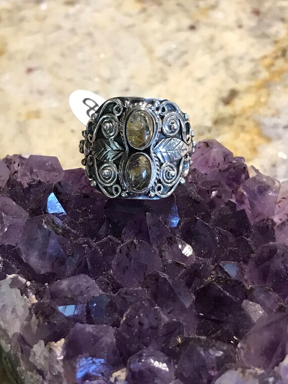 Rutilated Quartz Ring, Size 8