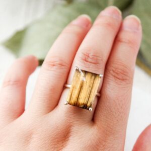 Sterling Silver Golden Rutile Quartz Statement Ring