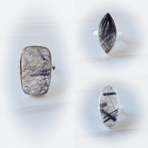 Rutilated Quartz Ring Sterling Silver • Black Rutile Quartz Rings • Genuine Black Tourmilated Quartz Ring • Holiday Gift • Affordable Gifts