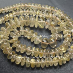 7 Inches Strand,Natural Golden Rutilated Quartz Smooth Rondelle,Size 8-6mm