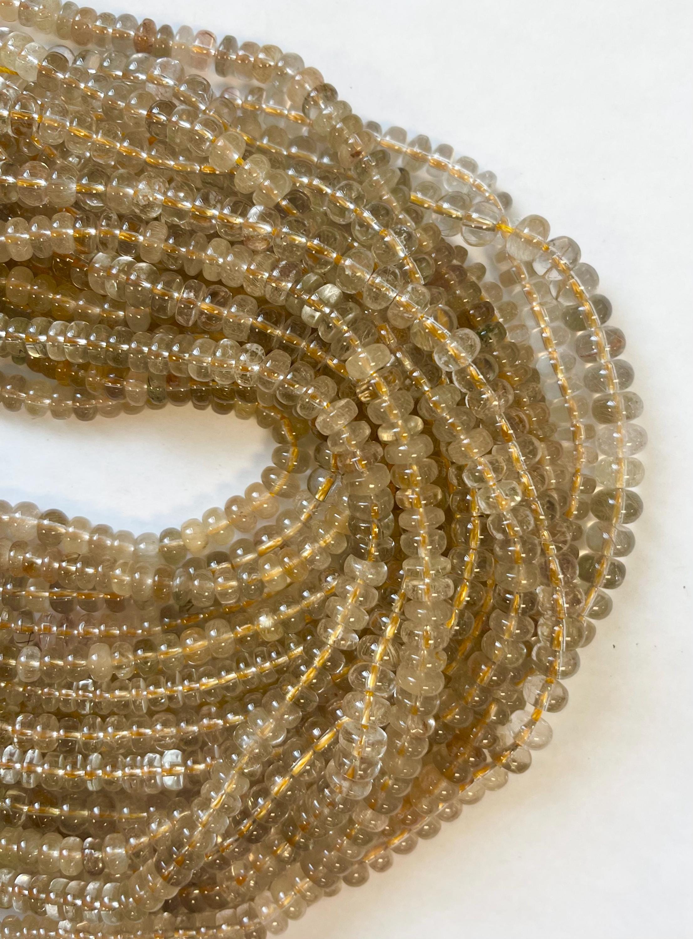 Rutilated Quartz 7x(3-5)mm Rondelle Gemstone Beads -15.5 Inch Strand