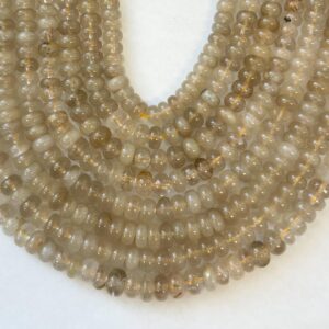 Rutilated Quartz 8x5mm rondelle gemstone beads -15.5 inch strand