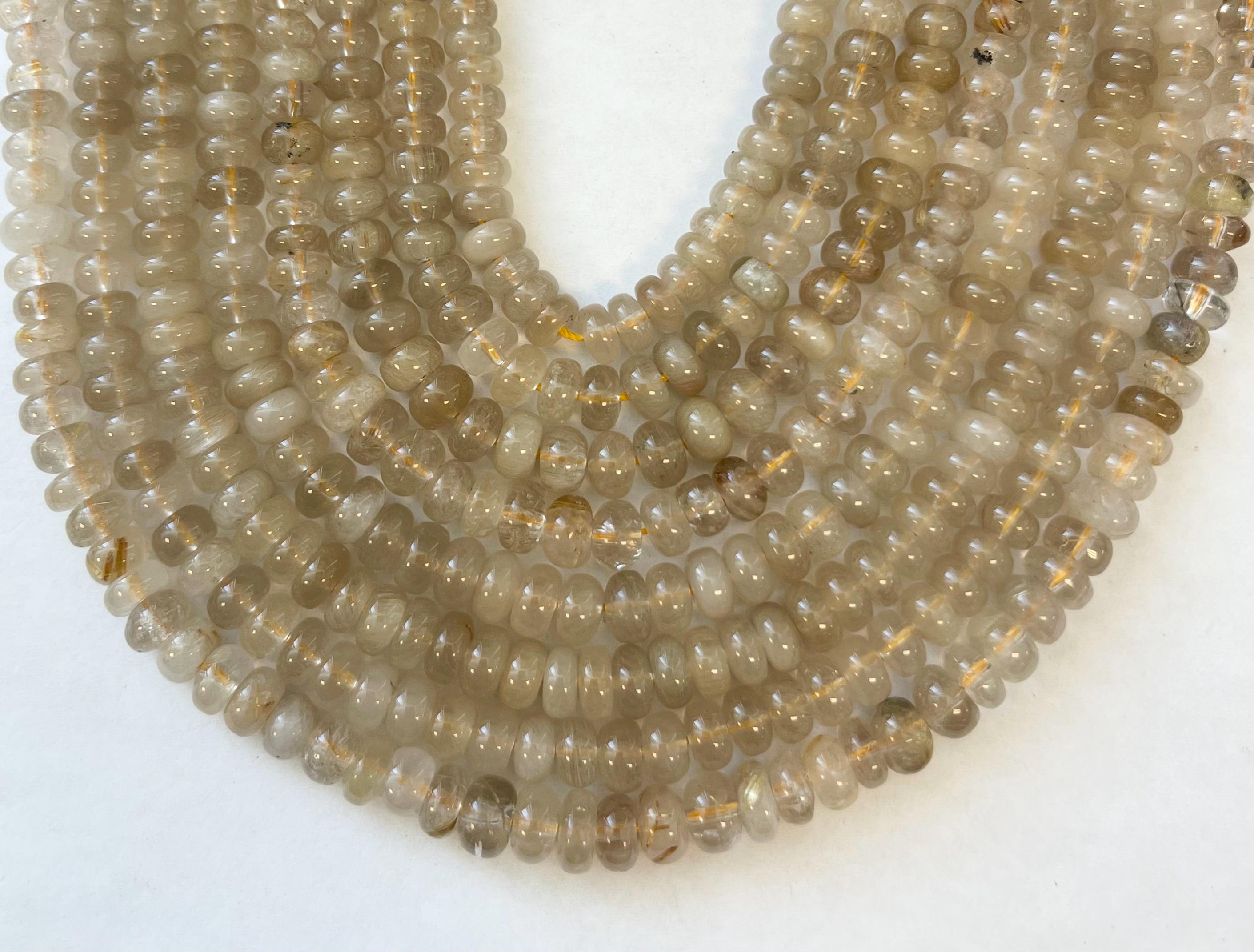 Rutilated Quartz 8x5mm Rondelle Gemstone Beads -15.5 Inch Strand