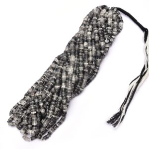 Aaa+ Black Rutilated Quartz 5mm Smooth Heishi / Tyre Rondelle Beads | 16inch Strand | Natural Black Rutile Gemstone Loose Coin Spacer Beads