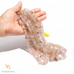 Aaa+ Golden Rutile Smooth Rondelle Beads,8-9 Mm Natural Rutile Quartz Indian Cut Beads,16" Loose Gemstone Beads For Handmade Jewelry