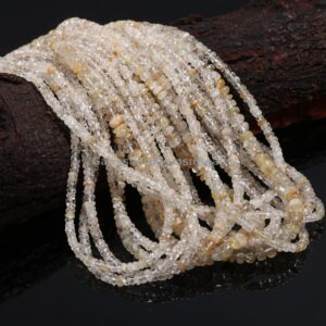 Golden Rutile Quartz Beads, Natural Golden Rutile Smooth Rondelle Shape Gemstone Beads, Rutile Beads Jewelry Making, Brazilian Rutile Beads
