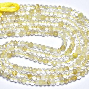 Golden Rutile Rondelle Beads - 13 inches - Natural Beautiful Smooth Golden Rutile Quartz  Rondelle - Size is 4.5 - 5 mm #427