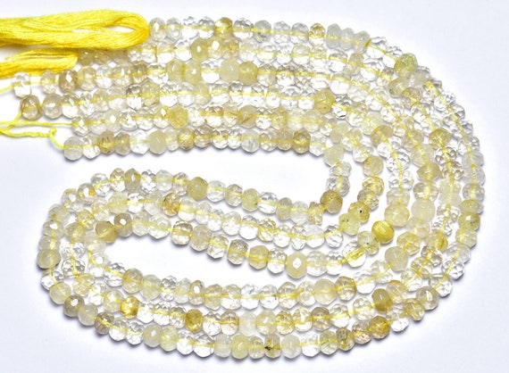 Golden Rutile Rondelle Beads - 13 Inches - Natural Beautiful Smooth Golden Rutile Quartz Rondelle - Size Is 4.5 - 5 Mm #427 Golden Rutile Rondelle Beads - 13 Inches - Natural Beautiful Smooth Golden Rutile Quartz Rondelle - Size Is 4.5 - 5 Mm #427
