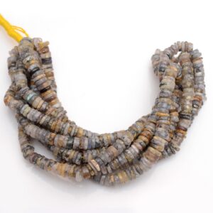 Golden Rutilated Quartz Smooth Tyre Rondelle Beads, 7mm Dark Gold Rutilated Quartz Round Heishi Gemstone Beads, 16 Inch Strand, Gds2009