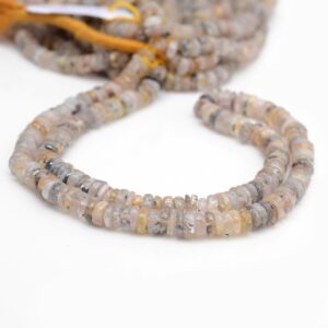 Golden Rutilated Quartz Smooth Tyre Rondelle Beads, 6mm Light Gold Rutilated Quartz Round Heishi Gemstone Beads, 16 Inch Strand, Gds2008