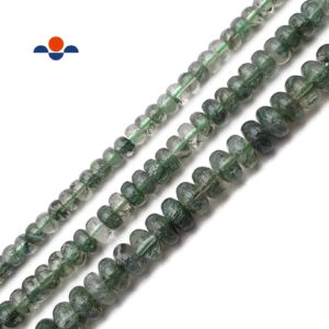 Green Rutilated Quartz Smooth Rondelle Beads 4x6mm 5x8mm 6x10mm 15.5" Strand