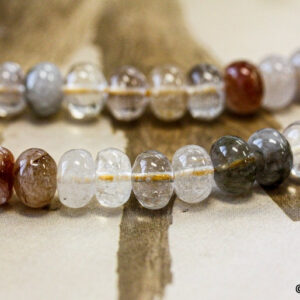 M/ Rutilated Quartz 10mm/ 8mm Rondelle Loose Beads 15.5" Strand Multi Color Rutilated Quartz Smooth Rondelle For Jewelry Making