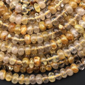 Natural Golden Rutile Quartz Rondelle 6mm 8mm Beads Tons Of Sharp Rutile Hair Needle 15.5" Strand