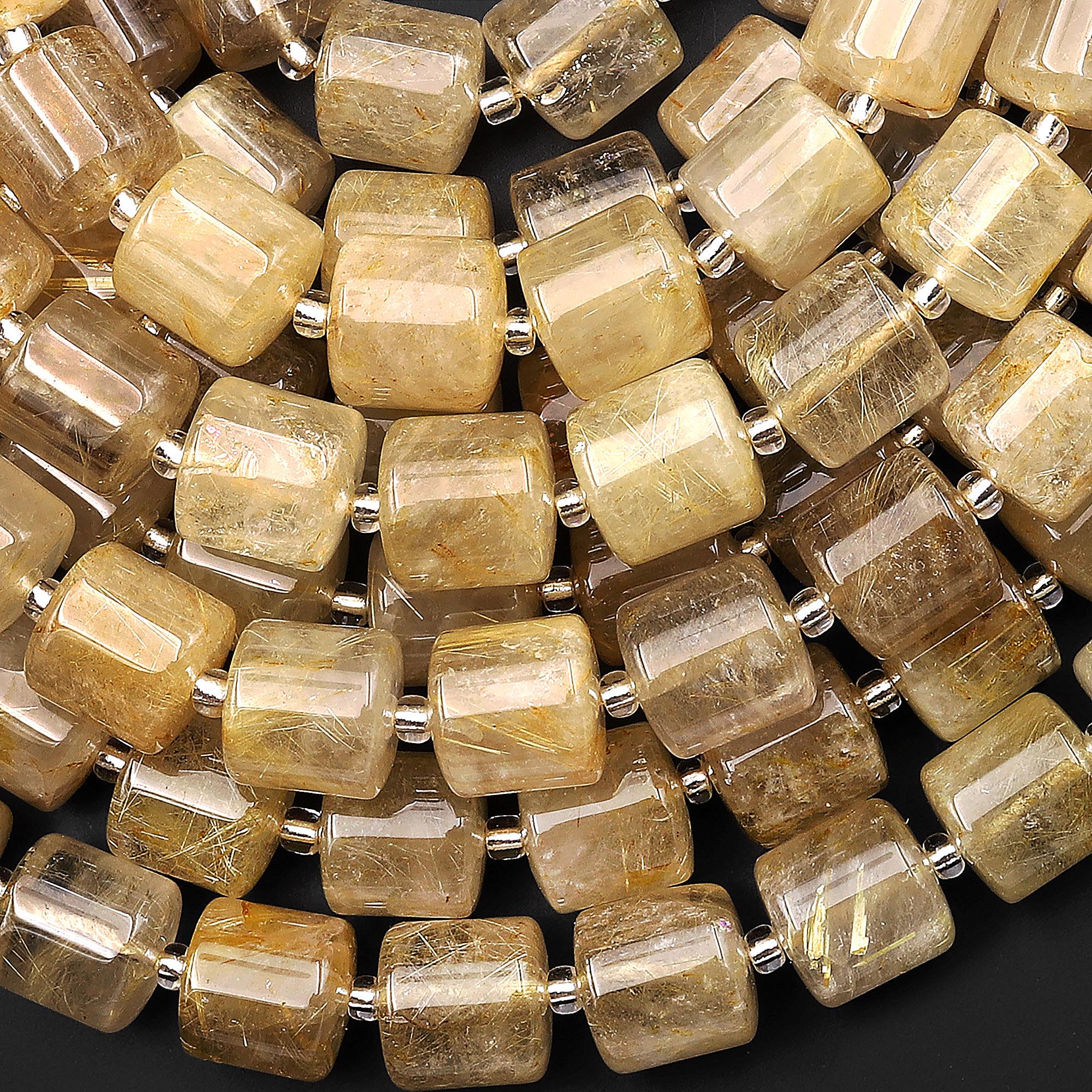 Natural Golden Rutilated Quartz Smooth Wheel Rondelle Beads Sharp Rutile Hair Needle 15.5" Strand Natural Golden Rutilated Quartz Smooth Wheel Rondelle Beads Sharp Rutile Hair Needle 15.5" Strand