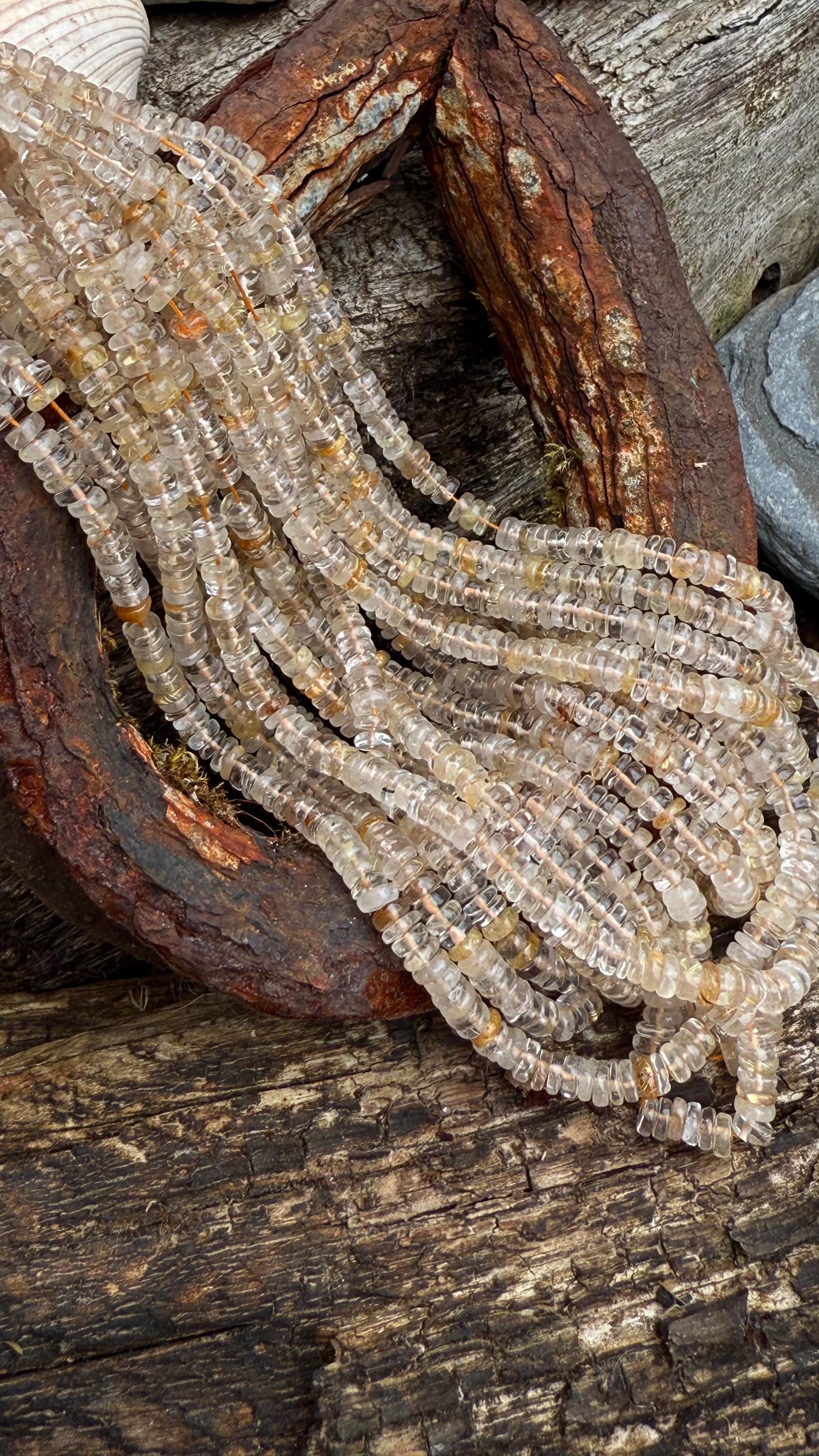 Rustic Handcut Natural Golden Rutilated Quartz Rondelle Smooth Round Heishi Beads / Gemstone Beads/ 6mm Approx .4mm Hole Rustic Handcut Natural Golden Rutilated Quartz Rondelle Smooth Round Heishi Beads / Gemstone Beads/ 6mm Approx .4mm Hole